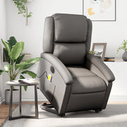 Sillón reclinable masaje eléctrico de pie cuero auténtico gris v7650 Vetonek