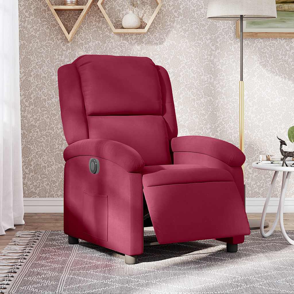 Vetonek Sillón reclinable eléctrico de terciopelo rojo tinto