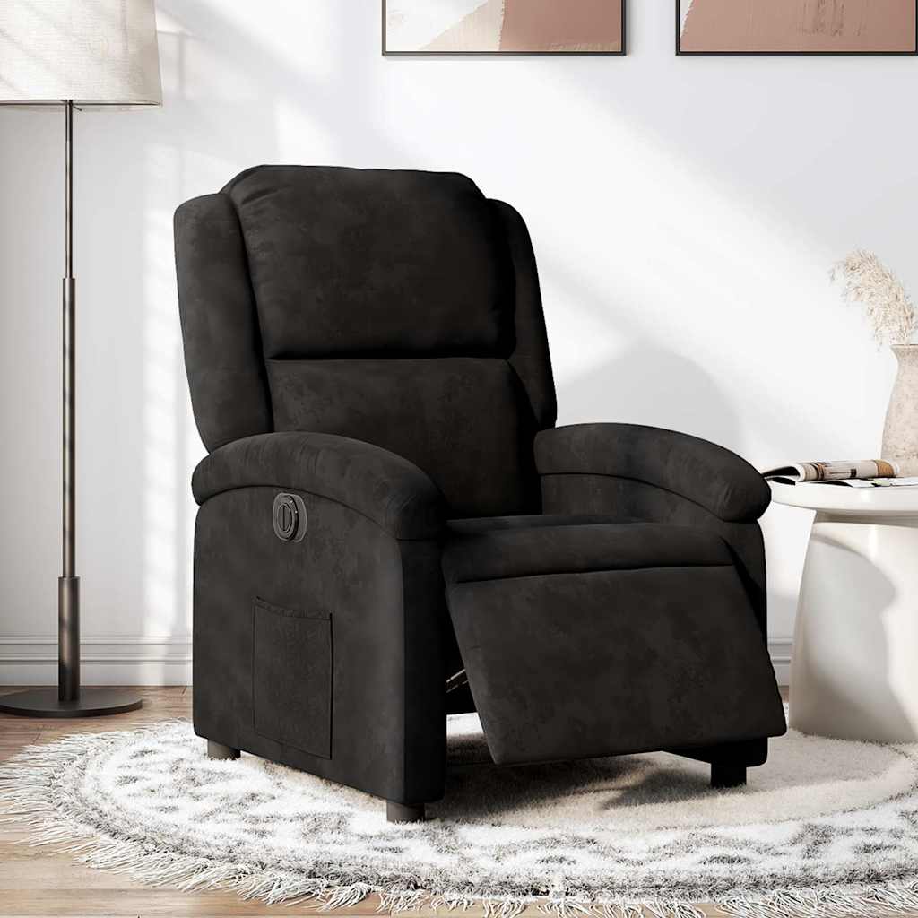 Vetonek Sillón reclinable eléctrico de terciopelo negro