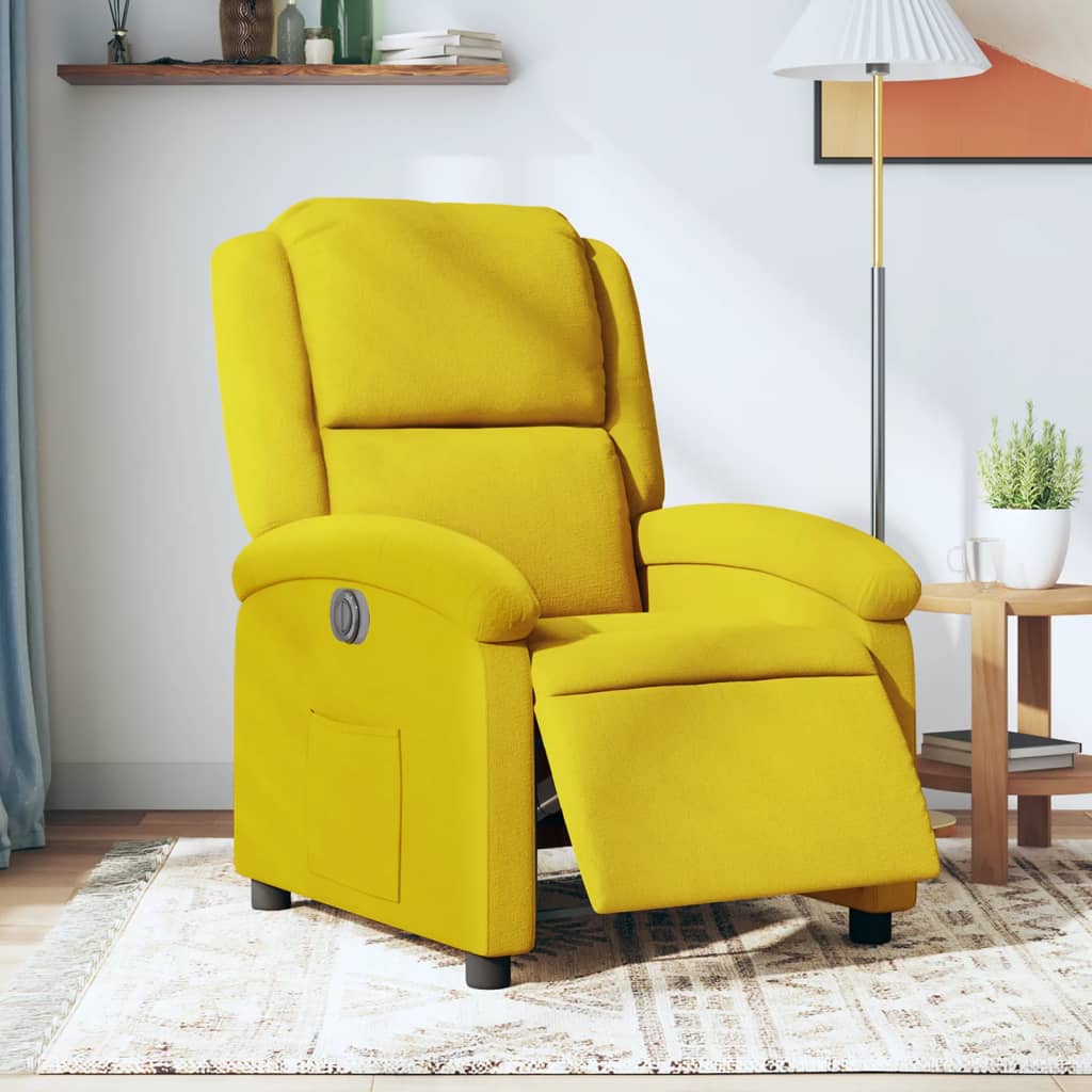 Vetonek Sillón reclinable eléctrico de terciopelo amarillo