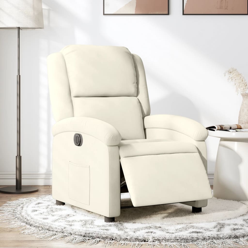 Vetonek Sillón reclinable eléctrico de terciopelo blanco crema