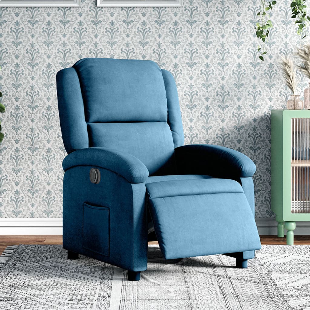 Vetonek Sillón reclinable eléctrico terciopelo azul