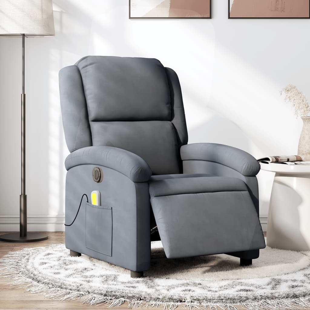 Vetonek Sillón reclinable de masaje eléctrico terciopelo gris oscuro