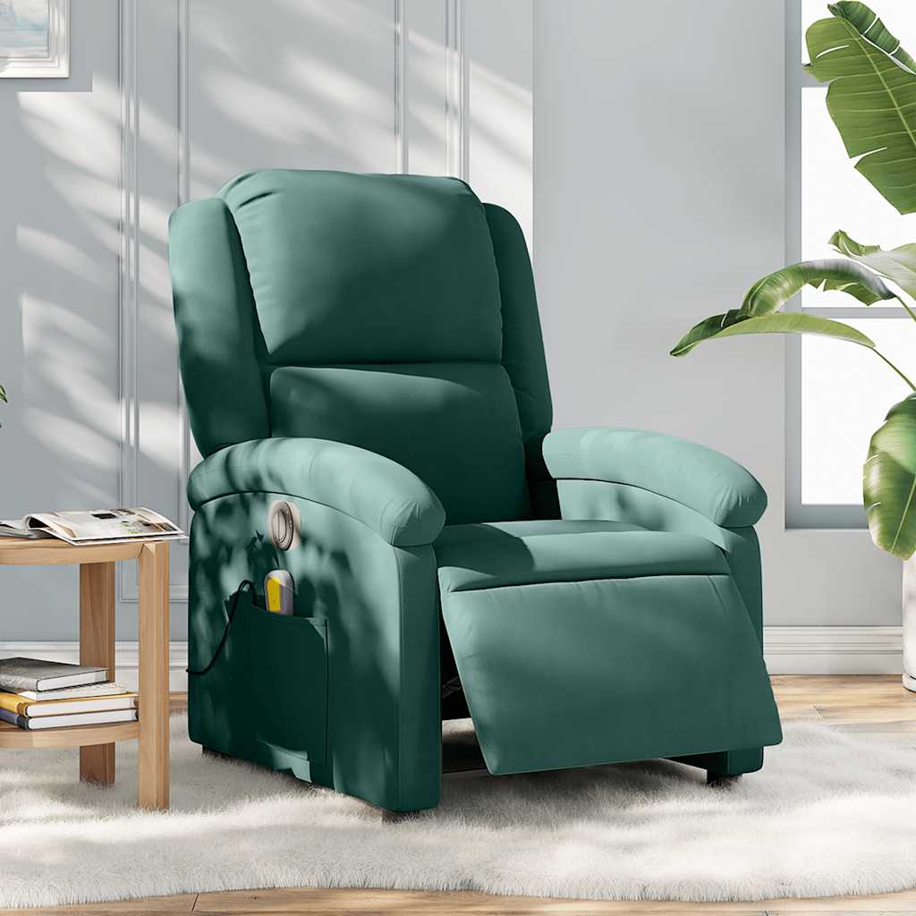 Sillón reclinable de masaje eléctrico terciopelo verde oscuro v7797 Vetonek