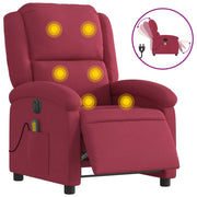 Vetonek Sillón reclinable de masaje eléctrico terciopelo rojo tinto