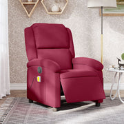 Sillón reclinable de masaje eléctrico terciopelo rojo tinto v7827 Vetonek