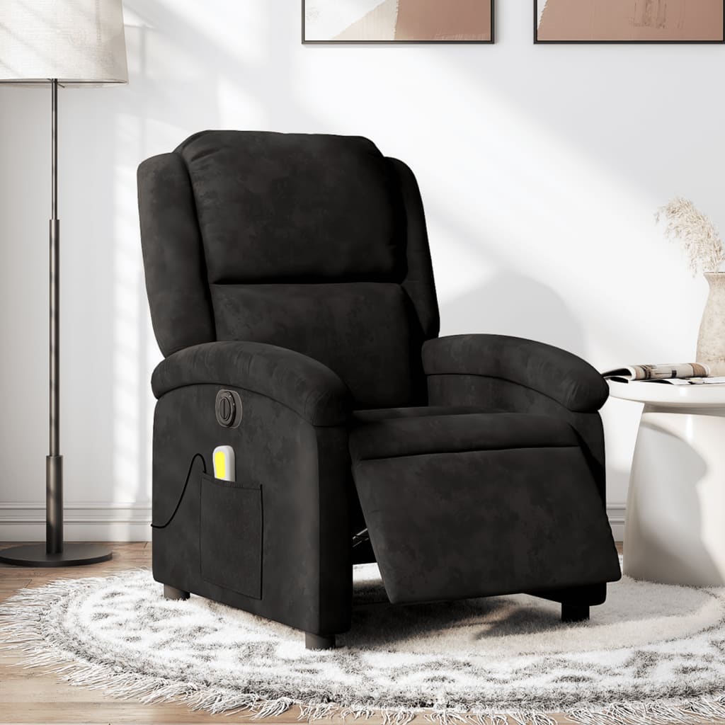 Vetonek Sillón reclinable de masaje eléctrico terciopelo negro