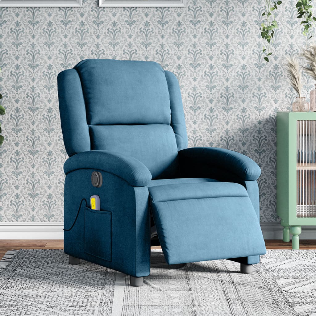 Vetonek Sillón reclinable de masaje eléctrico terciopelo azul