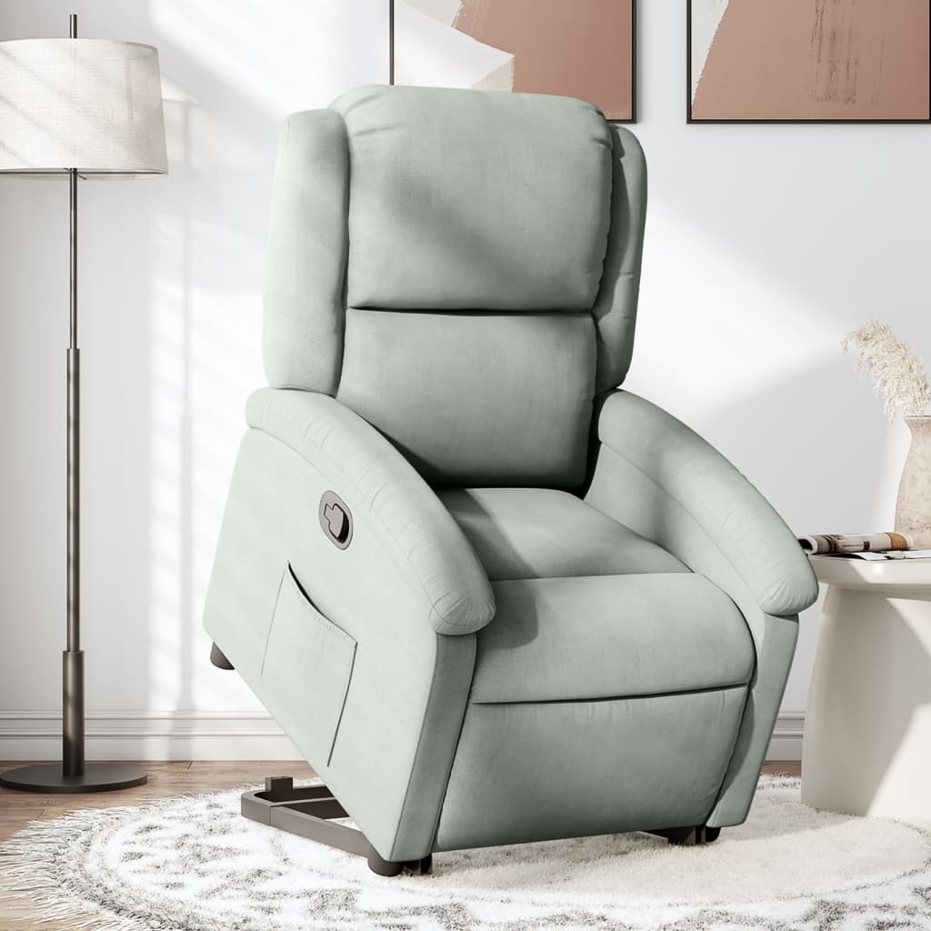 Vetonek Sillón reclinable elevable terciopelo gris claro