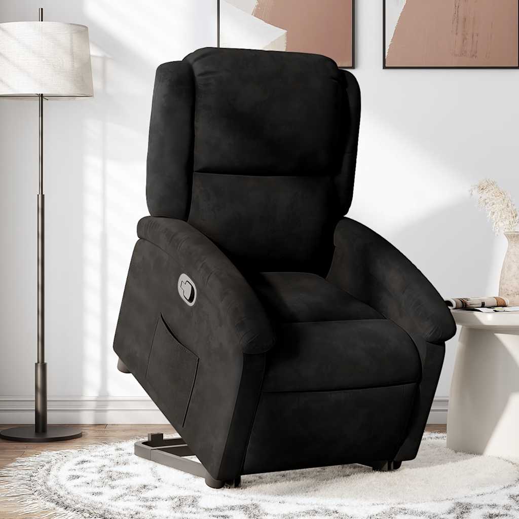 Vetonek Sillón reclinable elevable terciopelo negro