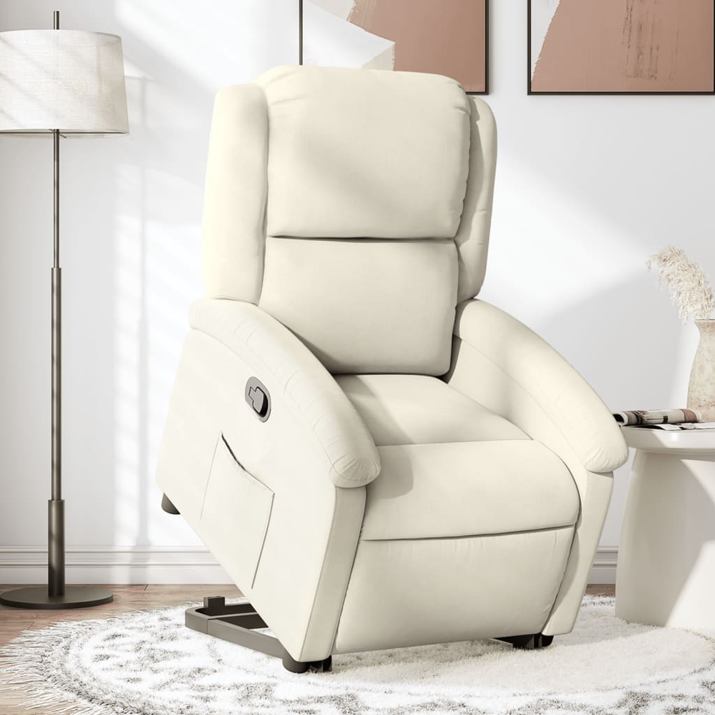 Vetonek Sillón reclinable elevable terciopelo crema