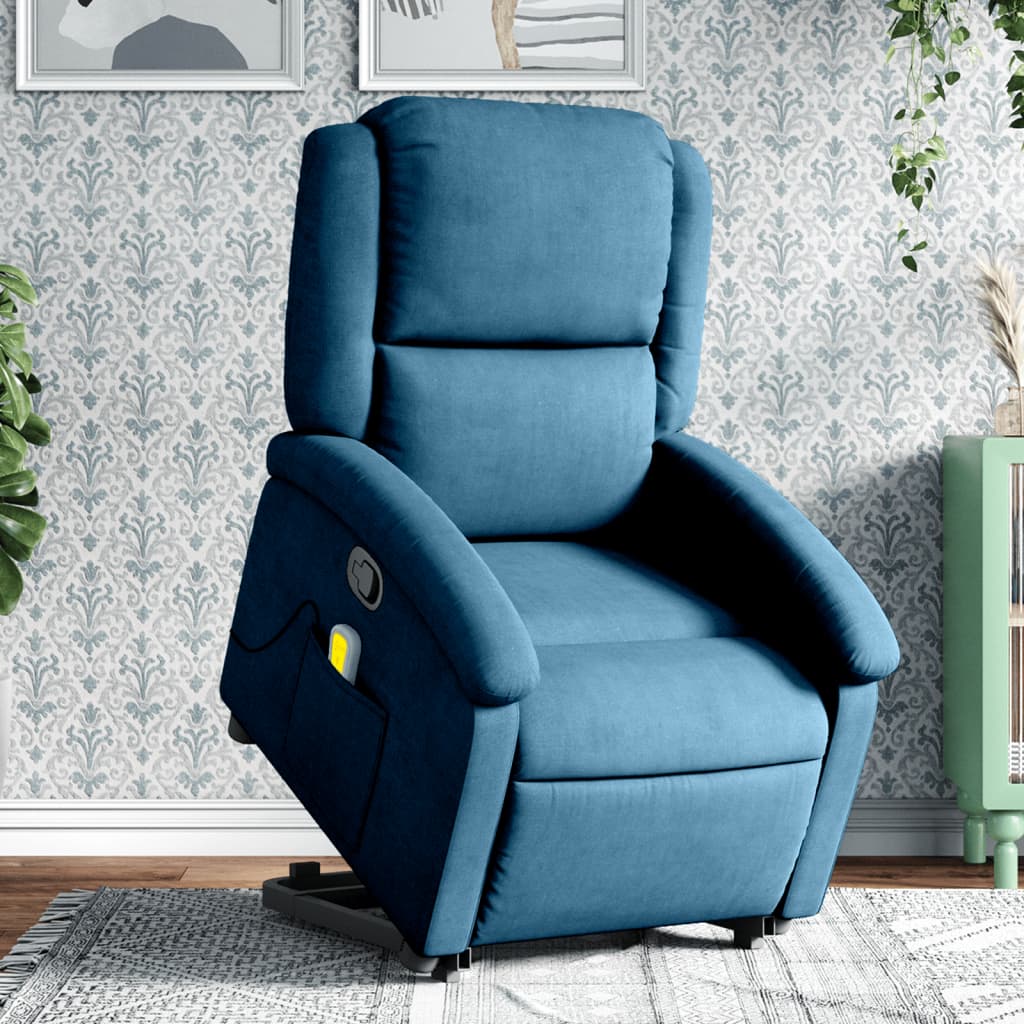 Vetonek Sillón reclinable de masaje elevable terciopelo azul