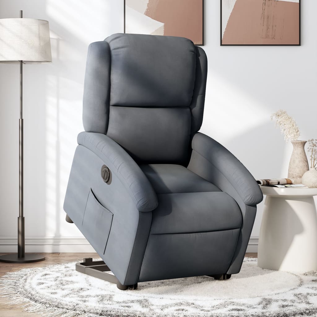 Vetonek Sillón eléctrico reclinable elevable de terciopelo gris oscuro