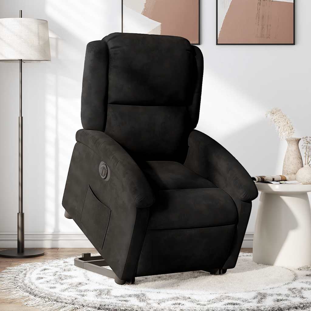 Vetonek Sillón eléctrico reclinable elevable de terciopelo negro