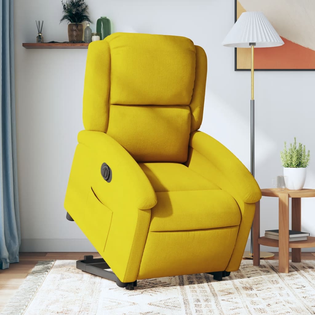 Vetonek Sillón eléctrico reclinable elevable de terciopelo amarillo