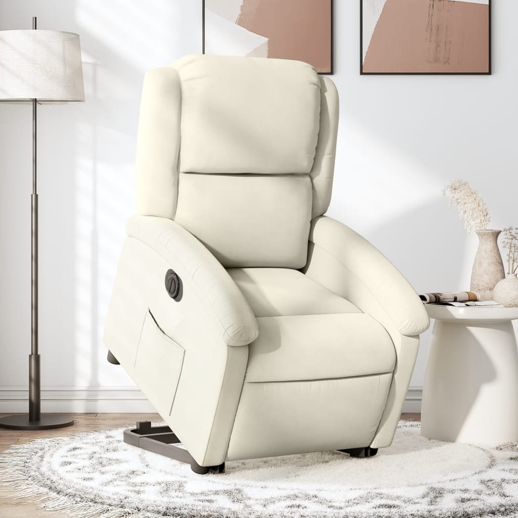 Vetonek Sillón eléctrico reclinable elevable de terciopelo crema