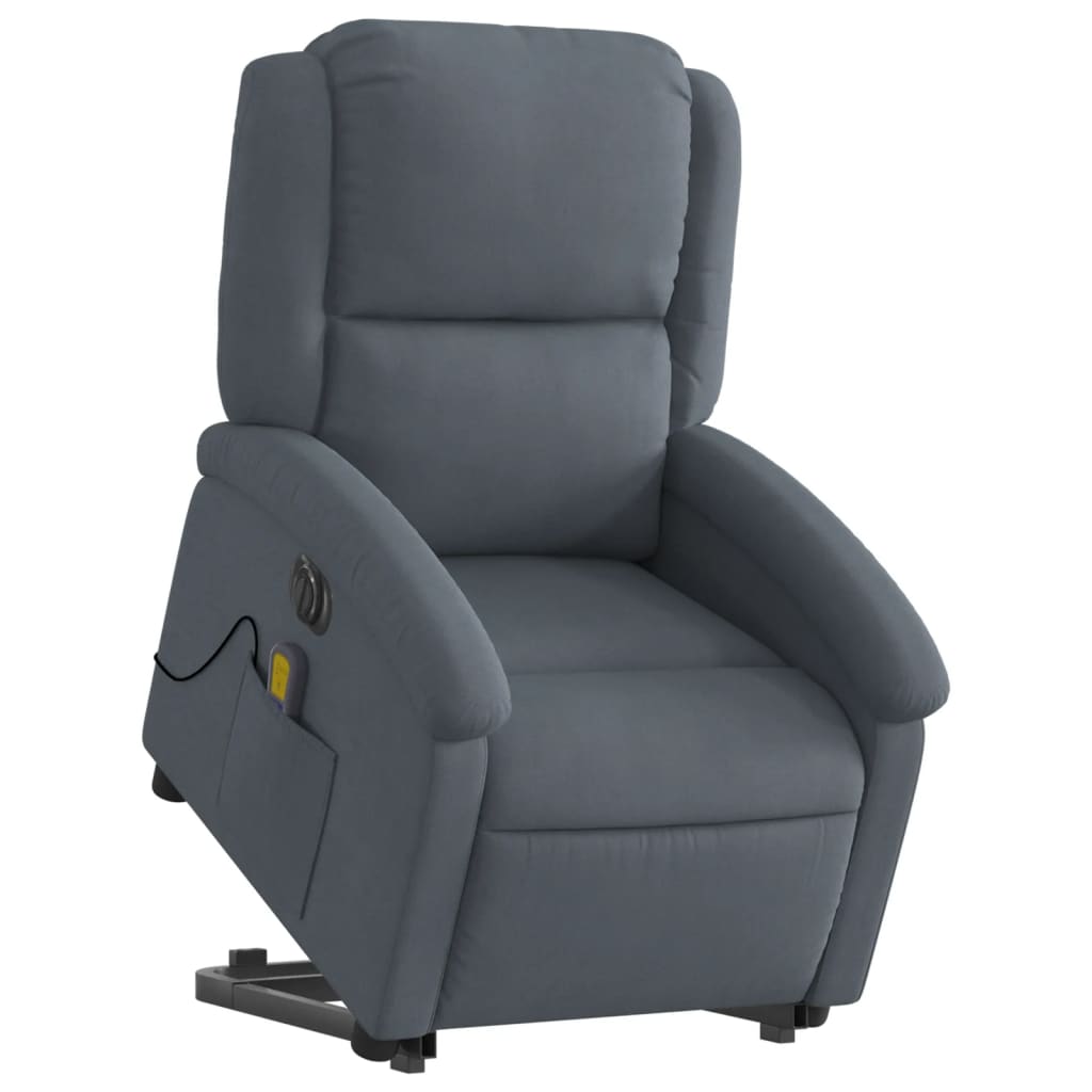 Reclinable massage armchair High velvet dark gray