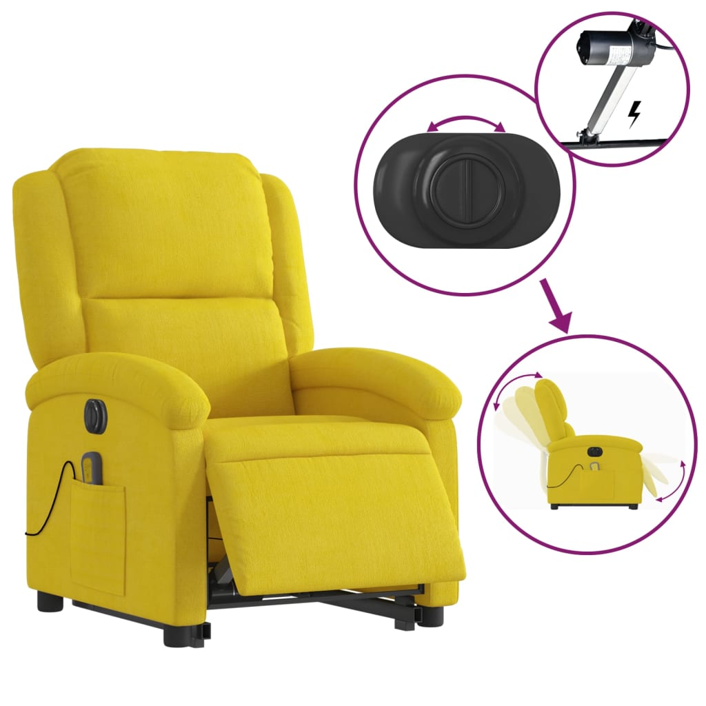 Sillón eléctrico reclinable y elevable con función de masaje y tapizado premium - Vetonek