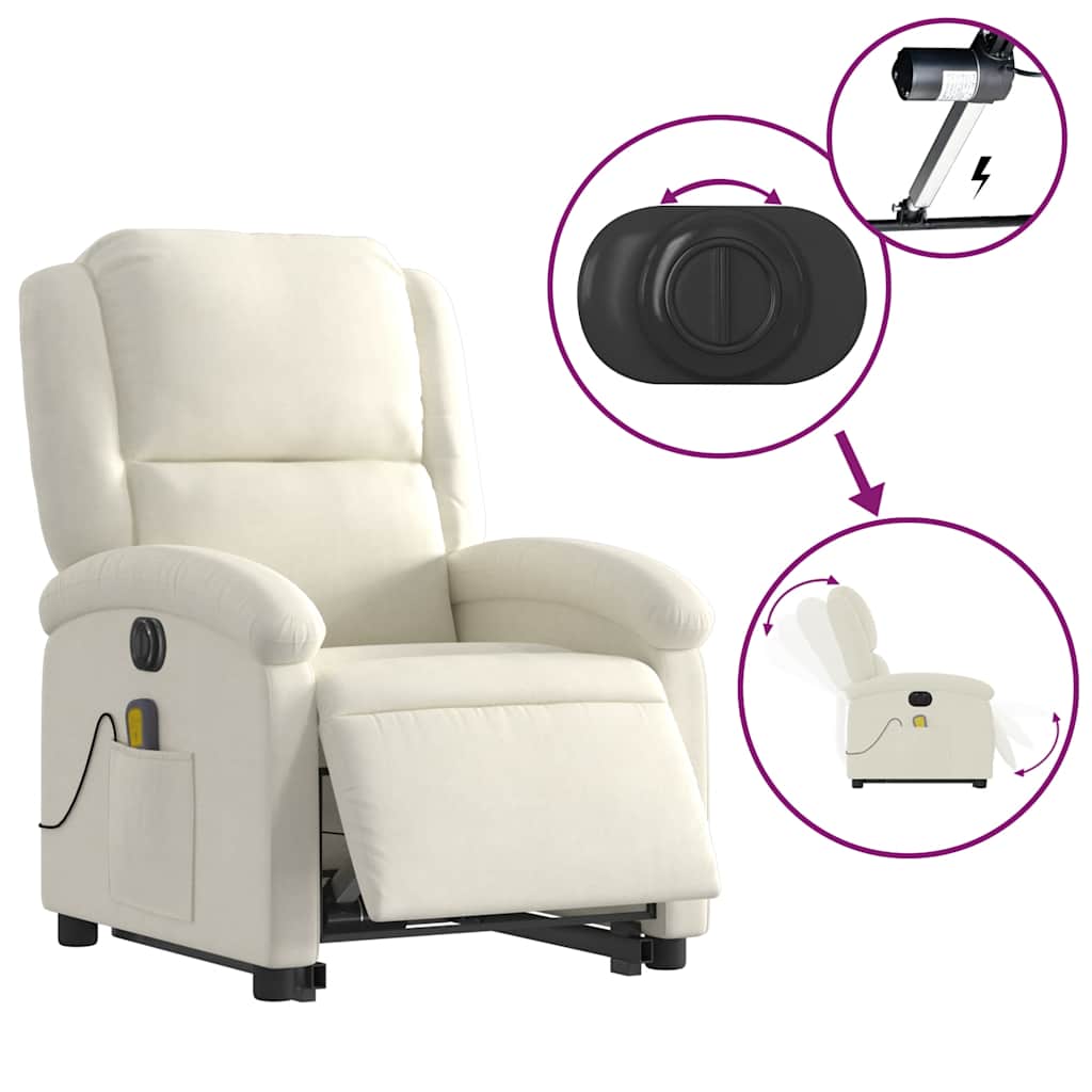Sillón eléctrico reclinable y elevable con función de masaje y tapizado premium - Vetonek