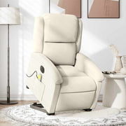 Sillón reclinable de masaje eléctrico elevable terciopelo crema v8305 Vetonek