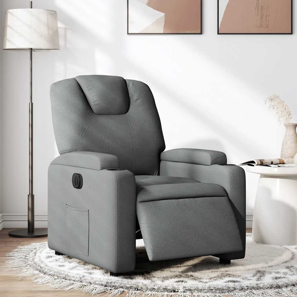 Vetonek Sillón reclinable eléctrico de tela gris oscuro