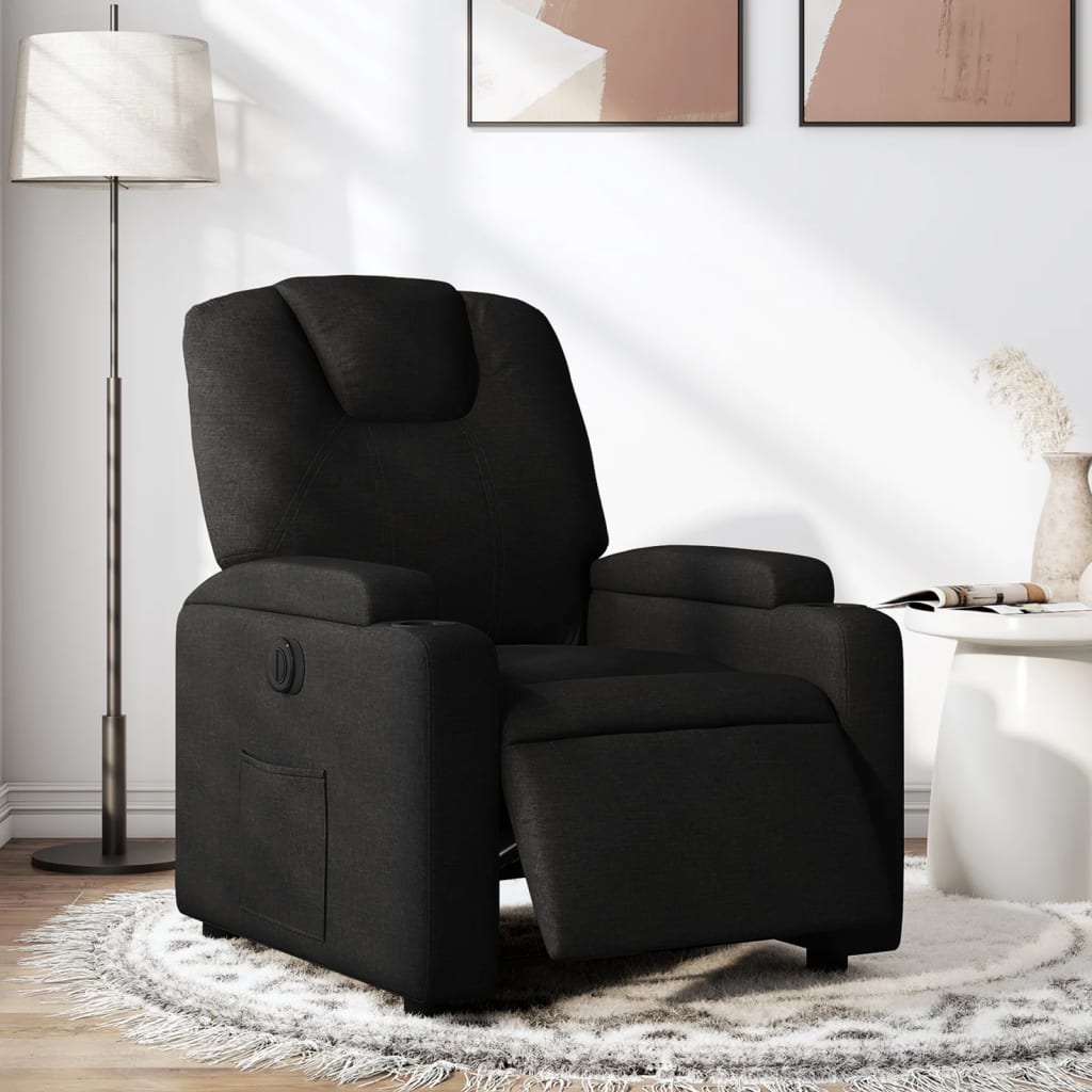 Vetonek Sillón reclinable eléctrico de tela negro