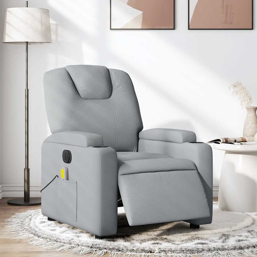 Vetonek Sillón reclinable de masaje eléctrico tela gris claro