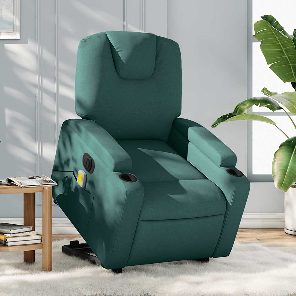 Vetonek Sillón masaje eléctrico reclinable elevable tela verde oscuro