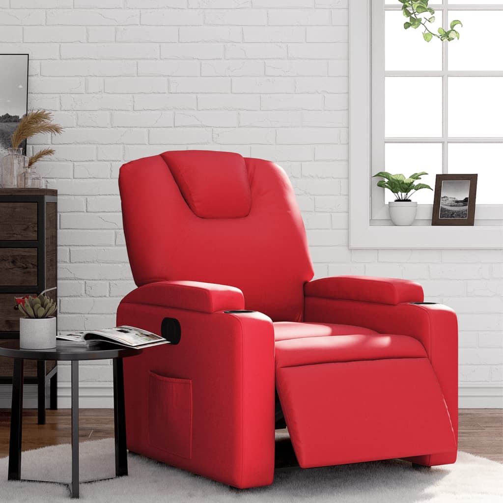 Vetonek Sillón reclinable eléctrico de cuero sintético rojo