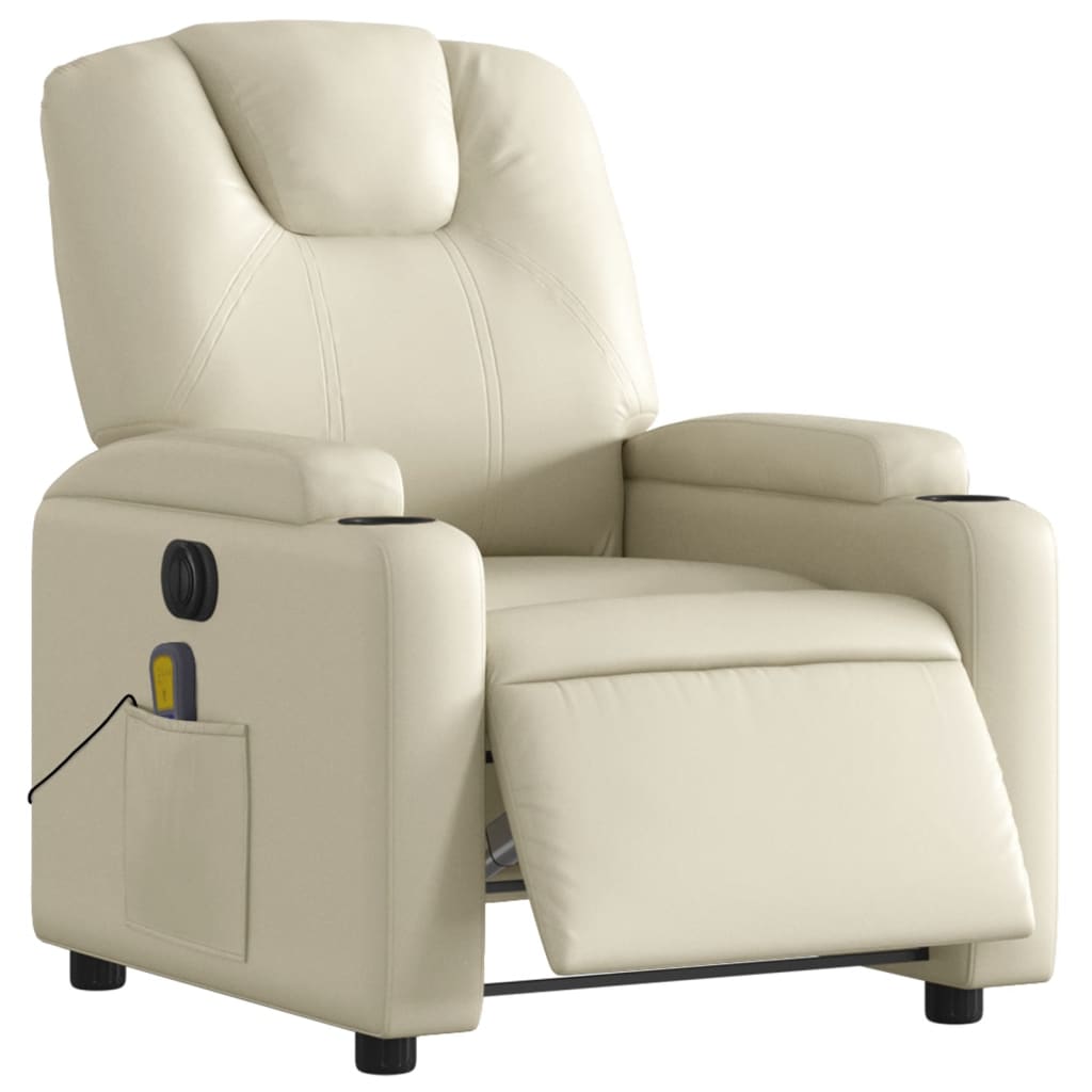 Crème en cuir synthétique en cuir synthétique de chaise de massage inclinable électrique