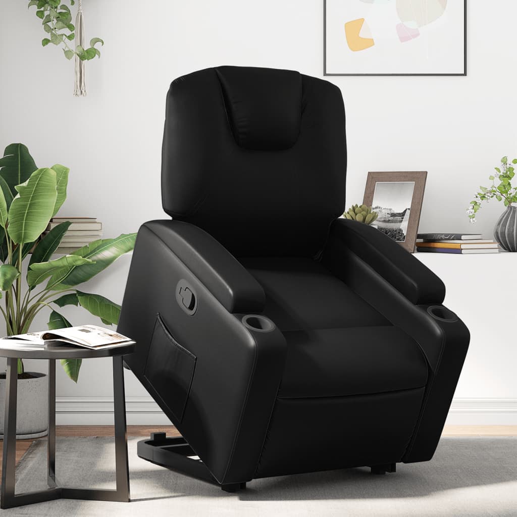 Vetonek Sillón reclinable elevable cuero artificial negro