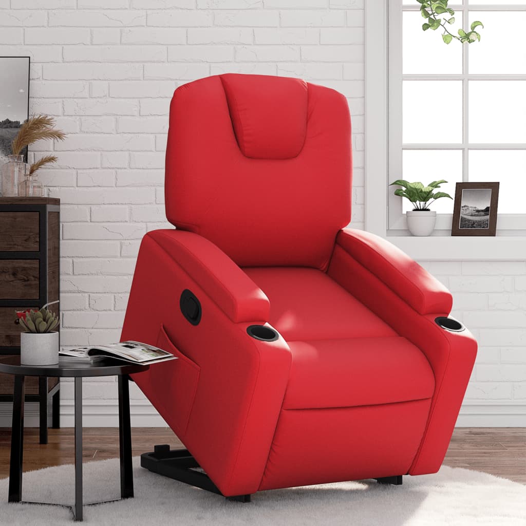 Vetonek Sillón reclinable elevable cuero artificial rojo