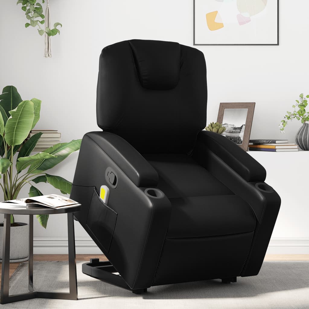 Vetonek Sillón reclinable de masaje de pie cuero artificial negro