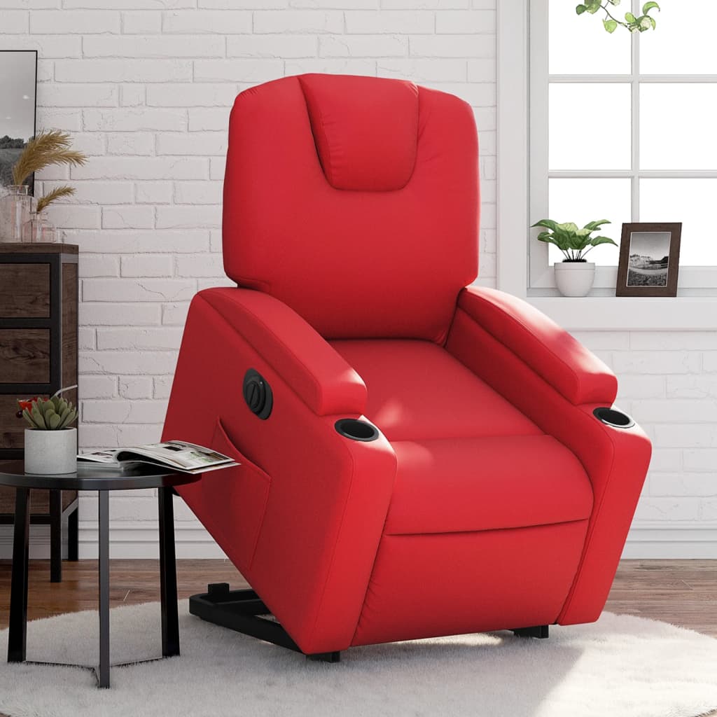 Vetonek Sillón elevable eléctrico cuero artificial rojo