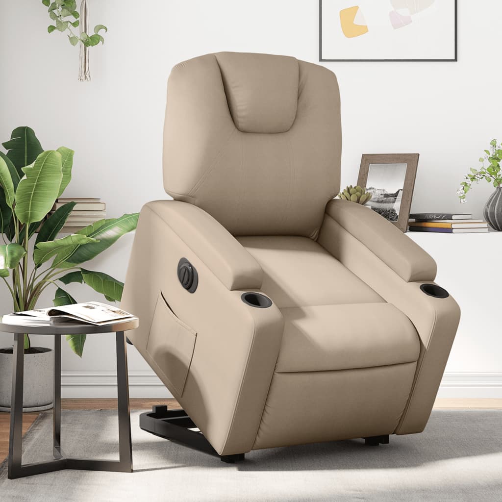 Vetonek Sillón elevable eléctrico cuero artificial capuchino