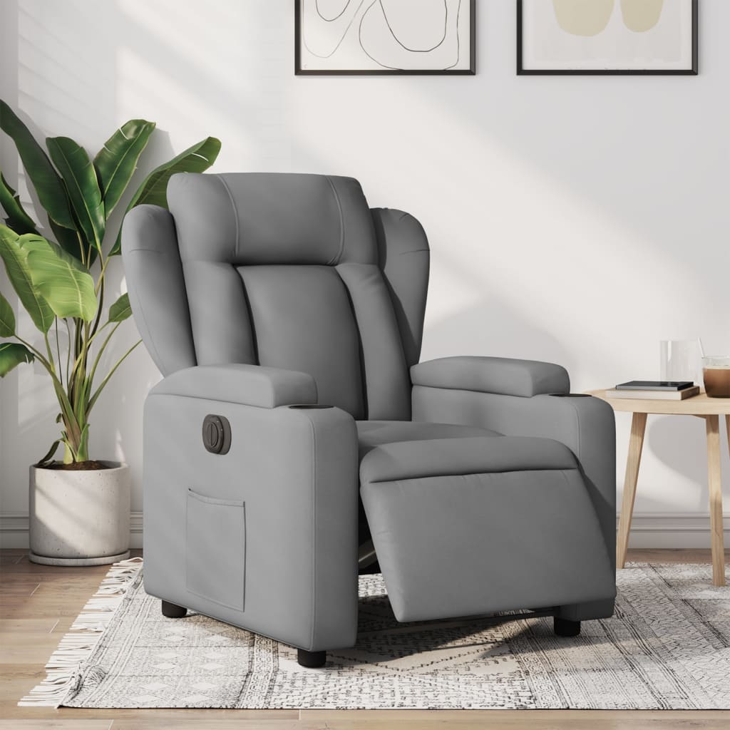 Vetonek Sillón reclinable eléctrico tela gris claro