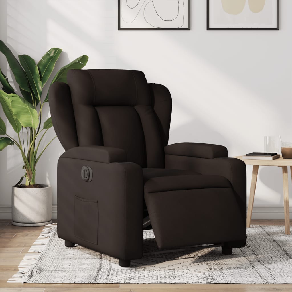 Vetonek Sillón reclinable eléctrico tela marrón oscuro