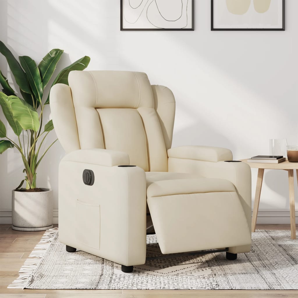 Vetonek Sillón reclinable eléctrico de tela crema