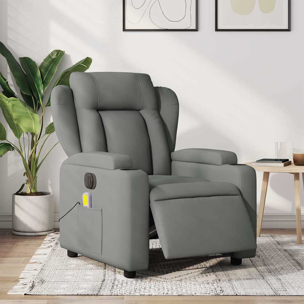 Vetonek Sillón reclinable de masaje eléctrico tela gris oscuro