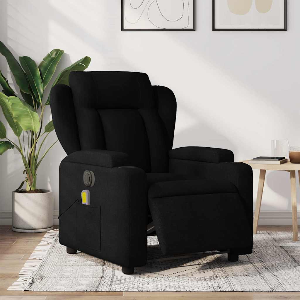 Vetonek Sillón reclinable de masaje eléctrico tela negro