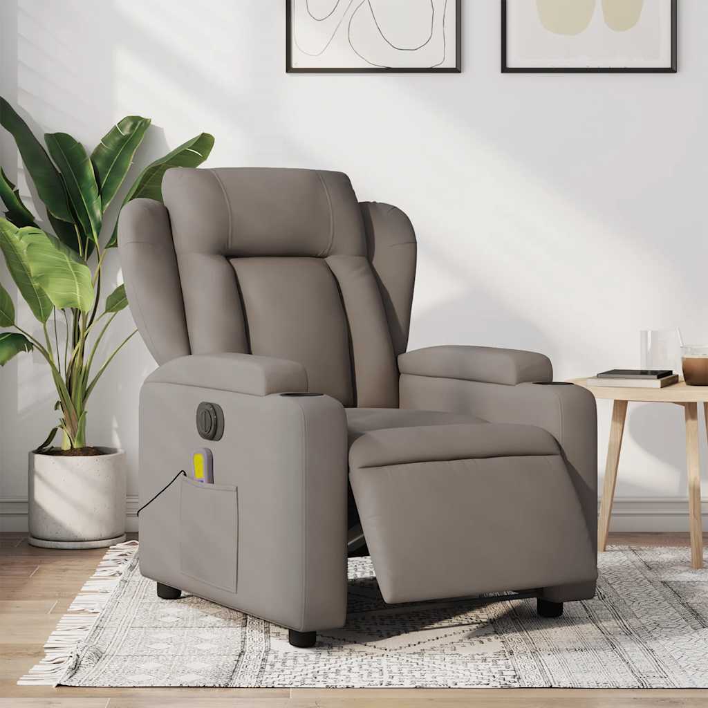 Vetonek Sillón reclinable de masaje eléctrico tela gris taupe