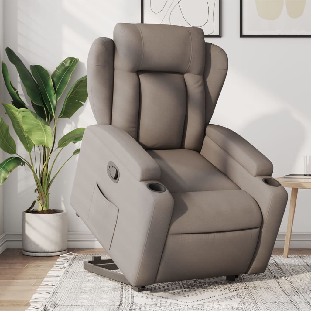 Vetonek Sillón reclinable elevable tela gris taupe