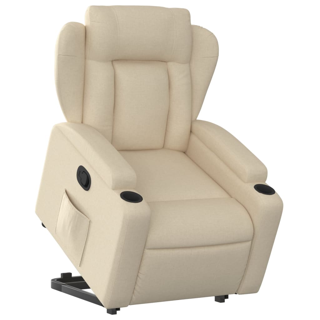 Reinclinable armchair of cream color fabric