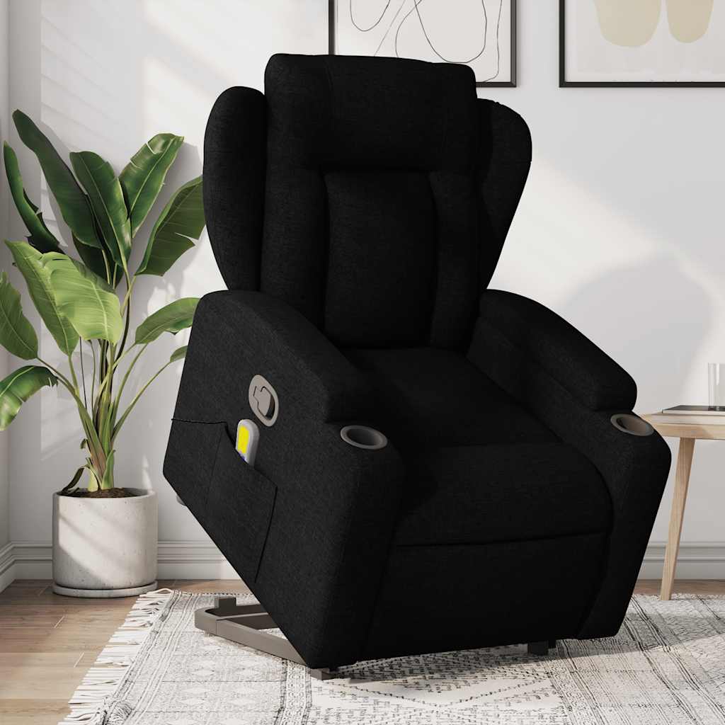 Vetonek Sillón reclinable de masaje elevable tela negro