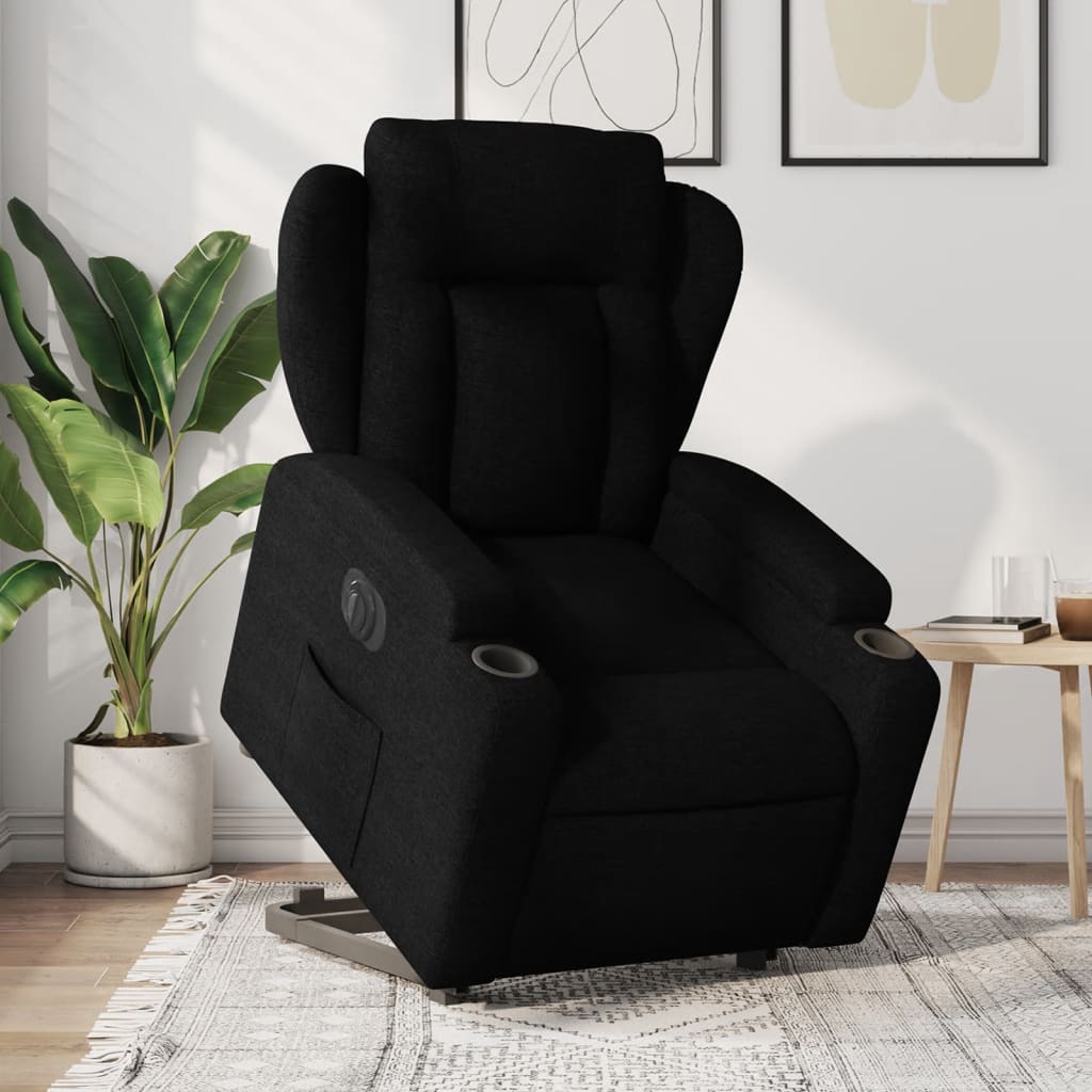 Vetonek Sillón eléctrico reclinable elevable de tela negro