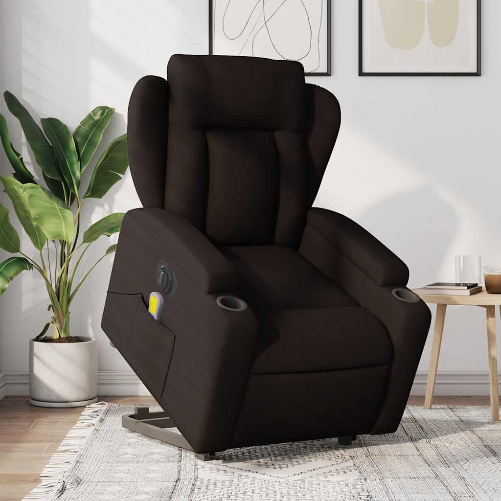 Vetonek Sillón masaje eléctrico reclinable elevable tela marrón oscuro