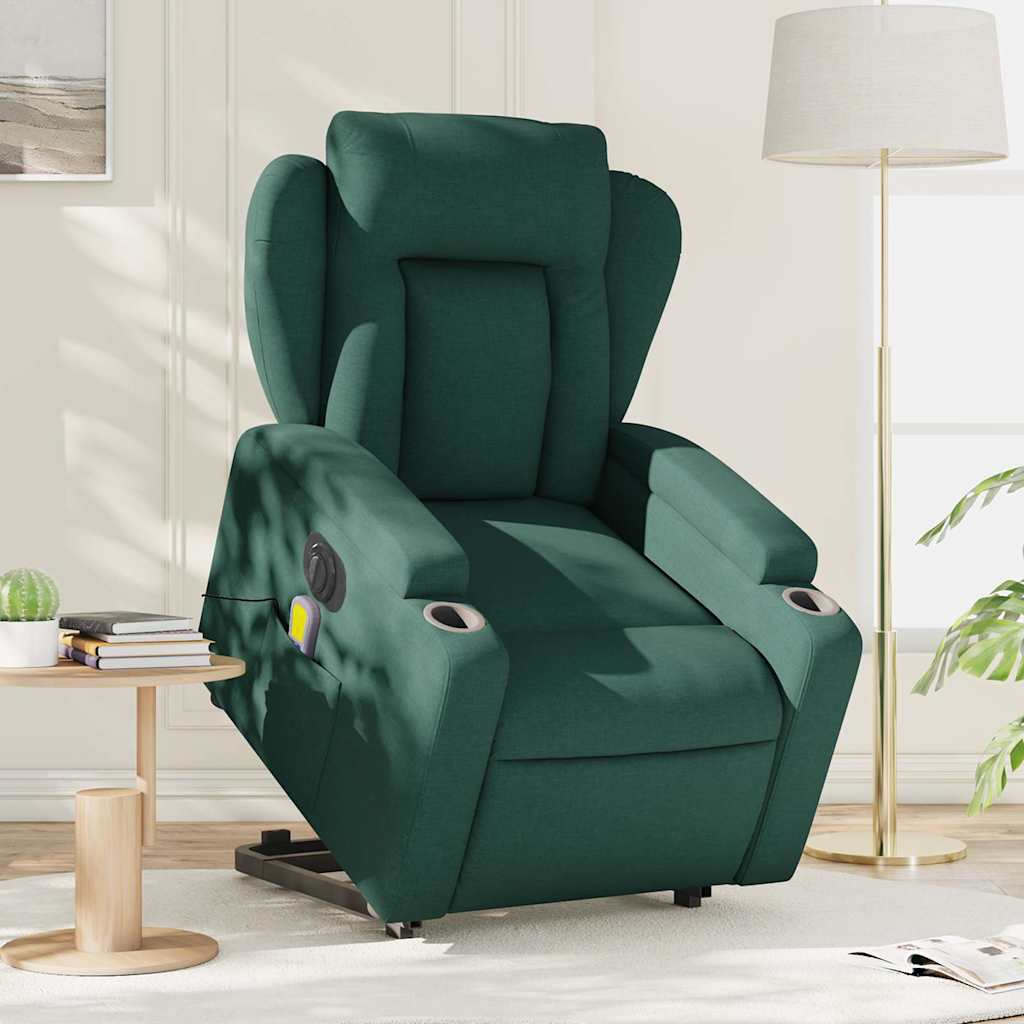 Vetonek Sillón masaje eléctrico reclinable elevable tela verde oscuro