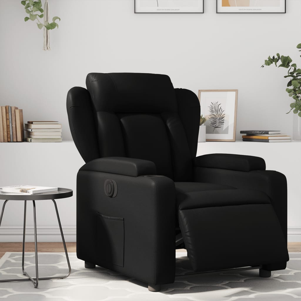 Vetonek Sillón reclinable eléctrico de cuero sintético negro