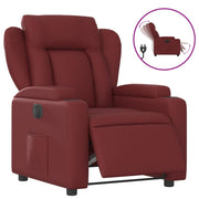 Sillón reclinable eléctrico de cuero sintético rojo tinto V0223 Vetonek