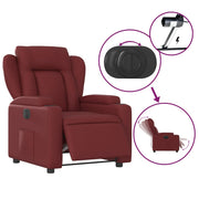 Sillón reclinable eléctrico de cuero sintético rojo tinto V0223 Vetonek